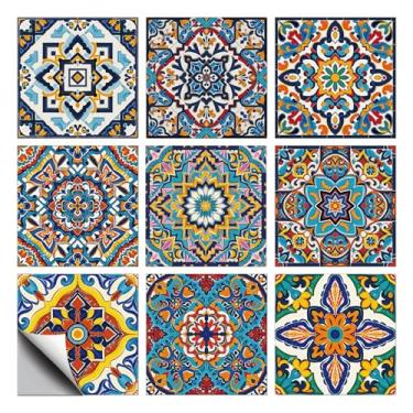 Imagem de CHGCRAFT 36 peças de adesivos de parede de 9 estilos coloridos adesivos de azulejo de parede com textura geométrica portuguesa à prova d'água adesivos autoadesivos para decoração de arte de banheiro