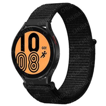 Imagem de Pulseira Cor Preto Nylon tiras autocolantes 22mm Compativel Com SM-Waa