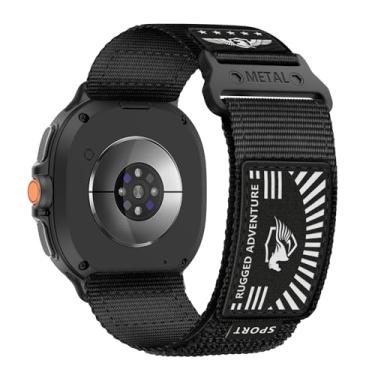 Imagem de Pulseira masculina de nylon resistente para Samsung Galaxy Watch 8 Classic de 46 mm/Galaxy Watch 8 de 44 mm e 40 mm, macia e respirável com estrelas, listras, bandeira esportiva para Galaxy Watch 8