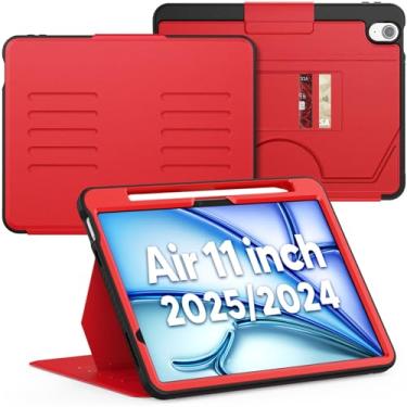 Imagem de SEYMAC Capa para iPad Air de 11 polegadas 2024 M2, capa magnética forte para iPad Air 6ª geração (A2902/A2903/A2904), proteção total automática hibernar/despertar com 5 ângulos em pé, suporte para