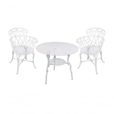 Imagem de Conjunto Mesa 2 Poltronas Viena Premium Jardim Varanda Sacada Branco -