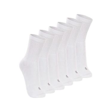 Imagem de Kit com 6 Pares de Meias Esportiva Cano Longo Lupo 3250-001, Branco, 3