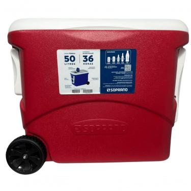 Imagem de Caixa Térmica Cooler Tropical 50l Com Rodas Vermelha Soprano