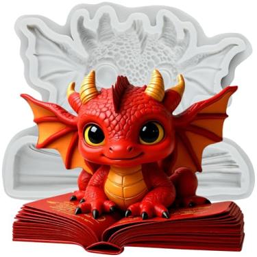 Imagem de MYPRACS Molde de silicone Dragon Fondant para decoração de bolos de açúcar, topo de cupcake, pasta de goma de chocolate, argila de polímero