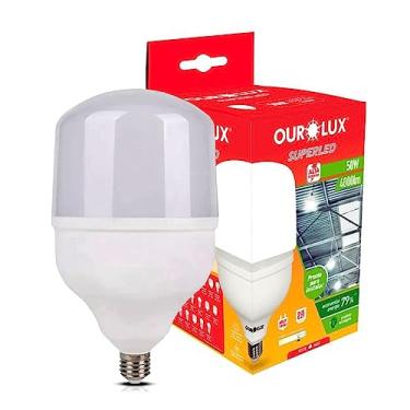 Imagem de Lâmpada LED 50W Ourolux Superled Alta Potência Bulbo T Bivolt Base E27 110V 220V Multitensão 6500K Branco Frio