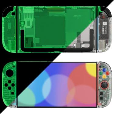 Imagem de eXtremeRate DIY Replacement Shell Buttons for Nintendo Switch 2, Custom Console Rear Back Plate + Faceplate with Decorative Strips Direction Keys for Joycon 2 - Essence Version - Glow in Dark - Green