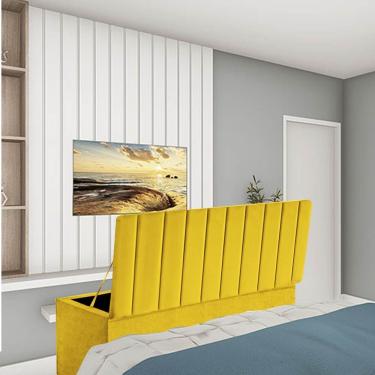 Imagem de Calçadeira Baú Recamier Estofada Cama Queen 160cm Carla Suede Amarelo- Mabe Magazine