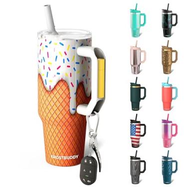 Imagem de Thicc Buddy - Copo isolado a vácuo de aço inoxidável de 1,134 g com tampa e canudo para água - Caneca de viagem compatível com porta-copos - Presentes para mulheres e homens Ele Ela (sorvete de