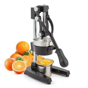 Imagem de Espremedor manual de ferro fundido, espremedor de limão comercial, espremedor de frutas cítricas profissional, ideal para extrair suco de limões, laranjas e toranjas. Fácil de limpar. (Preto)