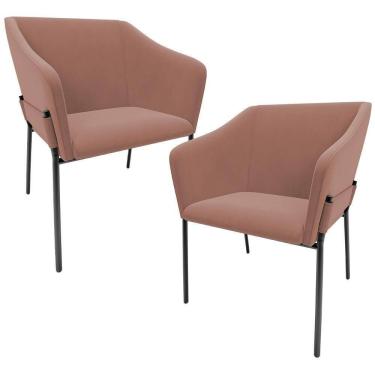 Imagem de Kit 2 Cadeiras Para Sala De Jantar Estar Living Olívia L02 Suede Rosê - Lyam Decor
