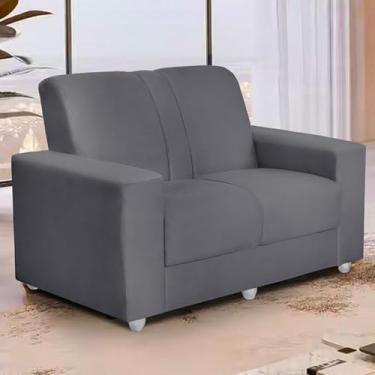 Imagem de Sofá 2 Lugares Suede Confortável Sala de Estar – Estofado Clássico e Elegante (Cinza)