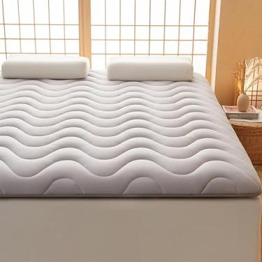 Imagem de Yadlan Colchão japonês, 100% espuma confortável de alta densidade, colchão dobrável espesso, tapete de tatami, ideal para conforto e suporte, cinza 8 cm 150 x 190 cm