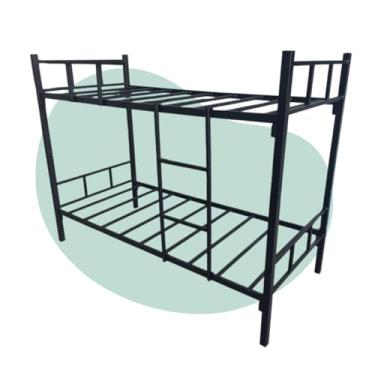 Imagem de Beliche Solteiro de Aço Reforçado, Preto, Estrutura 0.9mm com Grade de Proteção, Escada Acoplável, 194x90x150cm, Suporta 300kg