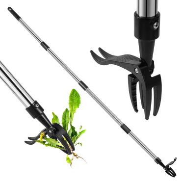 Imagem de COKIELE Ferramenta extrator de ervas daninhas, levantador de ervas daninhas com alça ajustável de 147 cm, extrator de ervas daninhas com cabeça de metal de 4 garras, remove facilmente ervas daninhas