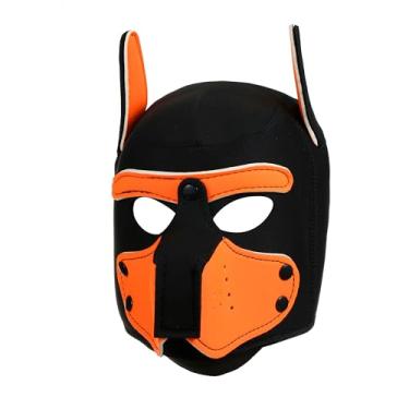 Imagem de BDZBREN Máscara de cachorro com capuz para cachorros – Capuz macio de neoprene para brincar com focinheira removível, equipamento para cosplay e festa à fantasia de adultos