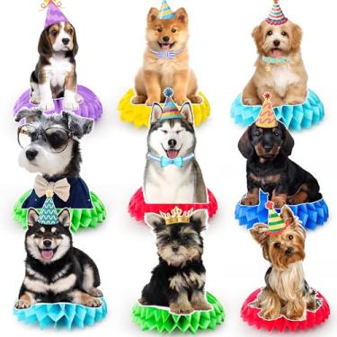 Imagem de 9 Pcs Dog Birthday Party Honeycomb Centerpieces, Puppy Table Center Decor Dog Party Honeycomb Centerpieces Table Decor for Puppy Birthday Decorations Supplies