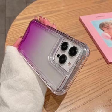 Imagem de HTVJFX Capa de celular transparente gradiente 2 em 1 para iPhone 12 Pro, à prova de choque, com amortecedor rígido e traseira (para iPhone 12 Pro/roxa)