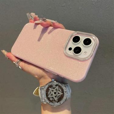 Imagem de HTVJFX Capa de celular luxuosa com glitter e detalhes de doces, fosca, à prova de choque, com proteção traseira (para iPhone 16 Plus/rosa)