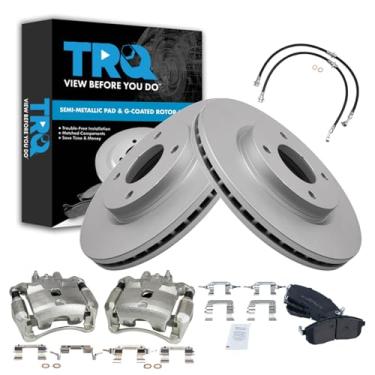 Imagem de TRQ Kit de pastilha de freio frontal e rotor premium G-Coated Semimetálico Compatível com Nissan Sentra 2007-2012