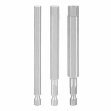 Imagem de HARFINGTON 3 peças chave sextavada broca 1/4+5/16+3/20.3 cm SAE 1/10.2 cm haste sextavada 4" (100 mm) comprimento S2 aço chave de fenda magnética chave de fenda elétrica hexagonal de grau industrial