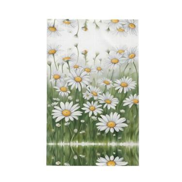 Imagem de XLLingL Toalhas de cozinha de waffle com estampa de margarida branca, panos de prato de microfibra, perfeitos para decoração e limpeza de cozinha - 1 peça