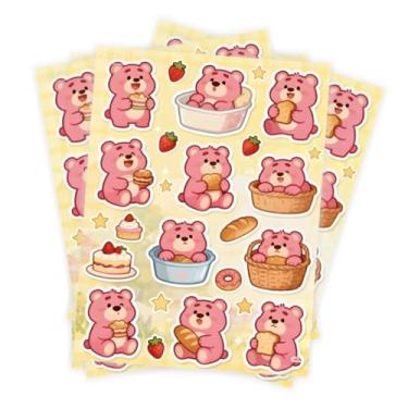 Imagem de 100 Adesivos Ursinhos Rosa Fofinhos 4 Cartelas Papelaria Stickers Papelaria Personalizar cadernos, celular, decoração, papelaria kawaii