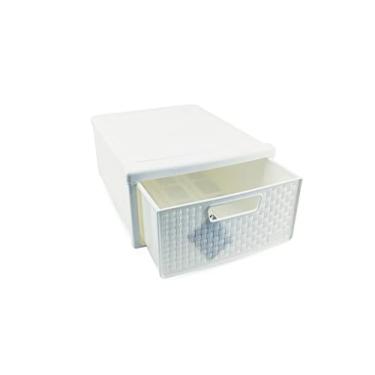 Imagem de Kit 5 Gaveteiro Modular Empalhável Organizador Multiuso Rattan Plástico Resistente 1 Unidade Cor:Branco