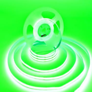 Imagem de SUYOOULIN Fita de luzes de LED, 16,4 pés/5 m DC12V 2640 LEDs COB faixa de luz, fita de LED superbrilhante regulável não impermeável 52800lm, iluminação mais uniforme do que fitas de LED SMD (verde)