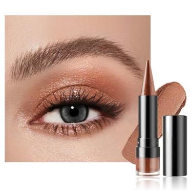 Imagem de BINGBRUSH Bastão de sombra com glitter e lápis delineador, sombra creme, brilho metálico 4 em 1, clareador de olhos impermeável de longa duração, maquiagem quente do pôr do sol #(01-Sunset Blaze)