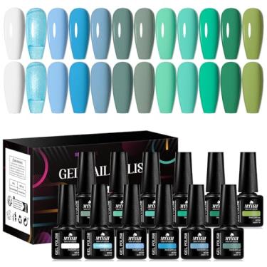 Imagem de MTSSII Conjunto de esmalte de gel com 12 peças, absorção UV/LED, kit de unhas de gel de 12 cores, design artístico com LED UV de absorção, presentes para mulheres (conjunto com 8, 12 peças)