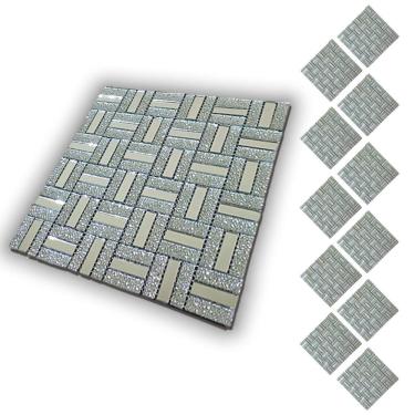 Imagem de Pastilha De Vidro Kit 11 Uni Adesiva Parede Sala Cozinha Banheiro Facil Aplicacao Decorativa Reforma Requintado Moderna