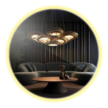 Imagem de Espelho Redondo 58cm Led Integrado Decorativo Banheiro Lavabo Bivolt Quente