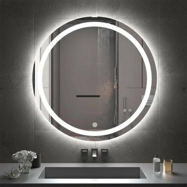 Imagem de Espelho Redondo 90cm Led Jateado Neutro 4000k Maquiagem Touch Frio
