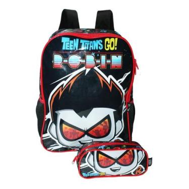 Imagem de Kit Mochila Jovens Titans Costas Meninos Escolar Original  - Luxcel, C