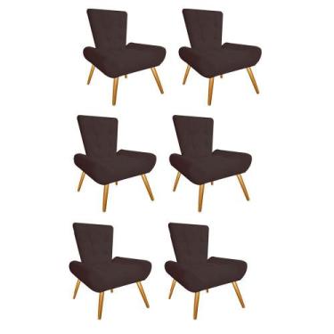 Imagem de Kit 06 Poltrona Cadeira Decorativa  Opala Sala De Estar Recepção Escri