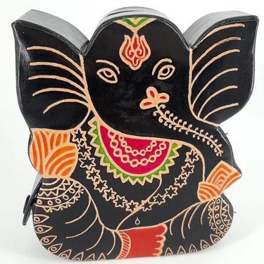 Imagem de Cofre Formato Ganesha Om Couro Ecológico Estofado