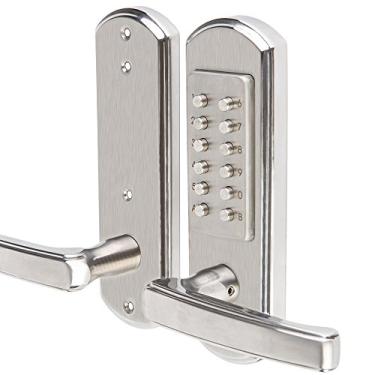 Imagem de Chaveiro de combinação mecânica sem chave com fechadura de porta digital de segurança porta de entrada de aço inoxidável 304 não fechadura (apenas para a porta de mão esquerda abre para dentro) ... (alça direita)