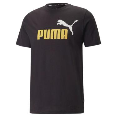 Imagem de Camiseta Puma Ess+ 2 Col Logo Masculina Black/Mustard Seed
