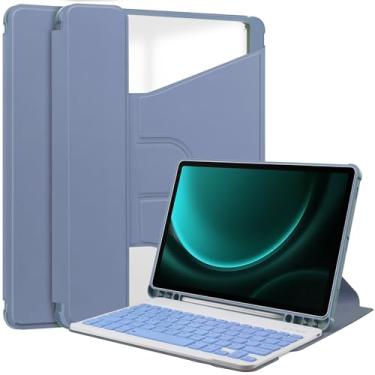 Imagem de Tábua PC Capa Capa para tablet inteligente compatível com Samsung Galaxy Tab S9 FE Plus/+ SM-X610/SM-X616 capa de 12,4 polegadas com capa de teclado suporte de visualização multiângulo (Color : Purpl