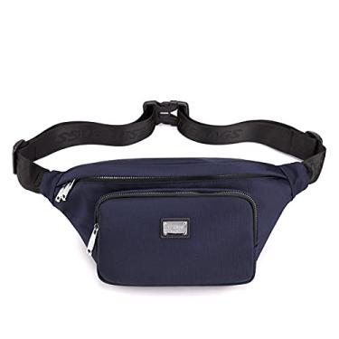 Imagem de Bolsa de tecido de nylon impermeável moda esportes ao ar livre bolsa de cintura casual feminina bolsa de ombro leve bolsa mensageiro, Azul, One Size