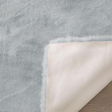 Imagem de Tapete Pele De Coelho Antiderrapante Redondo Melody 140cm - Jolitex - Cinza