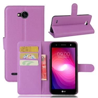 Imagem de Capa para LG X Power2, capa carteira flip de couro PU premium com compartimento para cartão, suporte e fecho magnético [capa interna à prova de choque de TPU] Compatível com LG X Power2