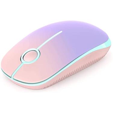 Imagem de Mouse sem fio Vssoplor, mouse de computador portátil fino de 2,4 G com nano receptor silencioso mouse óptico para notebook, PC, laptop, computador - rosa a roxo