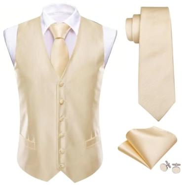 Imagem de Colete masculino de seda Paisley para casamento formal conjunto de gravata sem mangas terno vestido jaqueta roupa masculina, 2737, X-Small