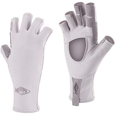 Imagem de Palmyth Luvas de proteção UV para pesca sem dedos UPF50+ luvas de sol masculinas para caiaque, caminhada, remo, condução, canoagem, remo, Air Light Gray, Medium