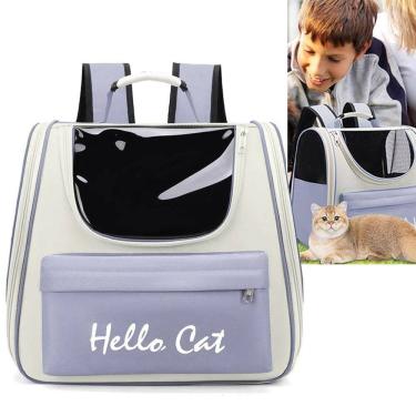 Imagem de Mochila Bolsa Transporte Gato Cachorro Pet Animais Bolso Ventilado Ar Vista Panoramica Passeio Saida
