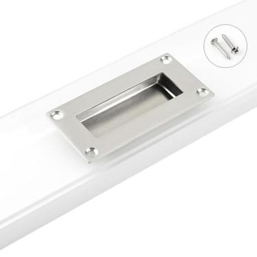 Imagem de Maçaneta de porta furtiva embutida, fivela oculta de gaveta de armário de porta deslizante preta, maçaneta escura de aço inoxidável 304, maçaneta de porta deslizante, quadrado prateado E02