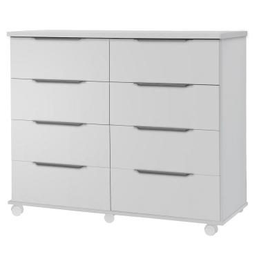 Imagem de Cômoda Athenas 8 Gavetas com Rodízios Rud Rack Cor Branco