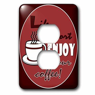 Imagem de 3dRose Lsp_58649_6 Lover Gift-Life is Short Enjoy Your Coffee-Red 2 tampas de tomada