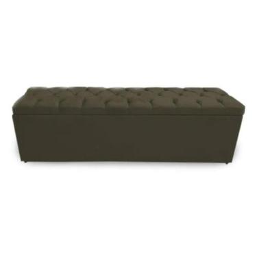 Imagem de Calçadeira Bau Recamier Estofada Capitonada King 195cm Suede Cor Marro